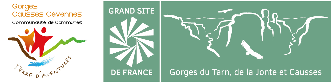 Logo Du Grand Site de France Gorges du Tarn de la Jonte et Causses et de la Communauté de communes Gorges Causses Cévennes, cheffe de file de la démarche GSF