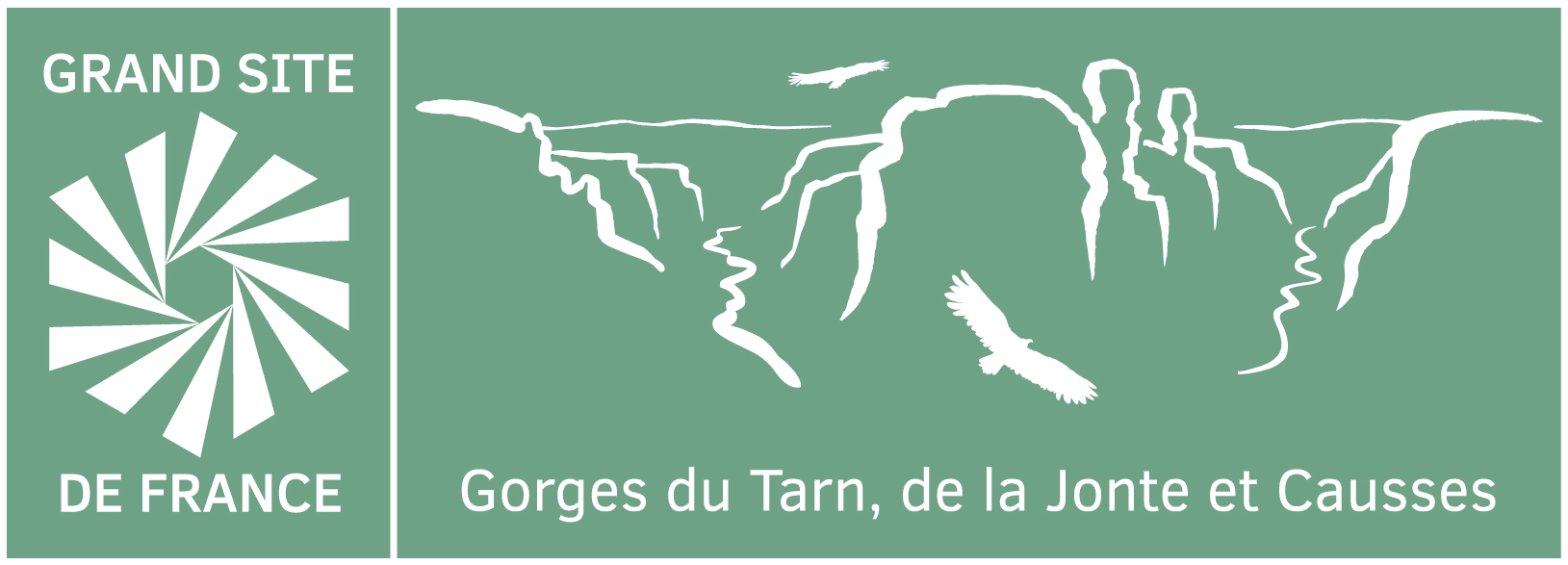 Logo Du Grand Site de France Gorges du Tarn de la Jonte et Causses et de la Communauté de communes Gorges Causses Cévennes, cheffe de file de la démarche GSF