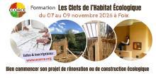 FORMATION LES CLÉS DE L'HABITAT ÉCOLOGIQUE DU 7AU 9 NOVEMBRE 26
